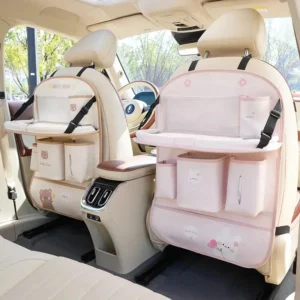Leather Car Seat Back Organizer with Tray