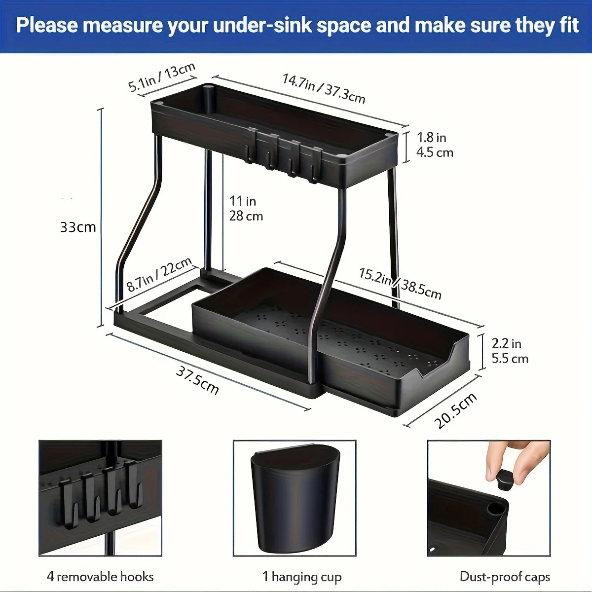 Two-Tier Under Sink Organizer for Home Storage - Image 6