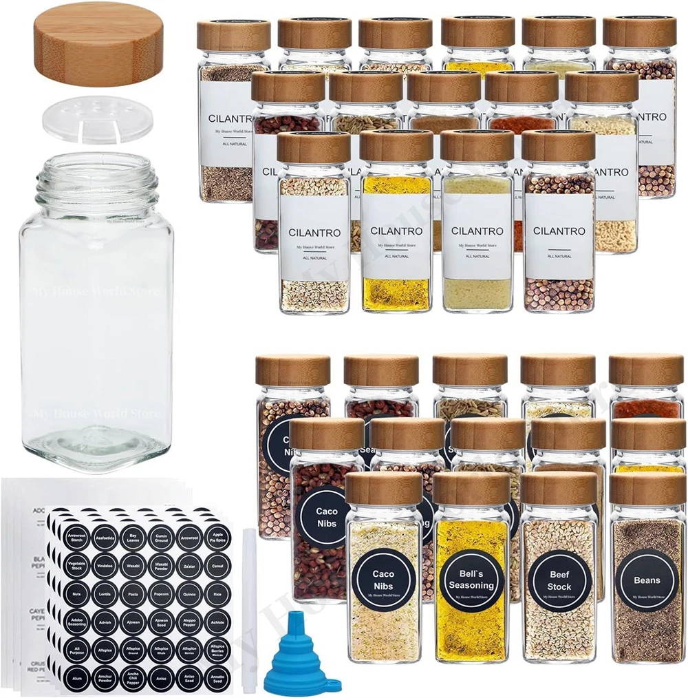 Glass Spice Jar Set with Bamboo Lids - Image 8
