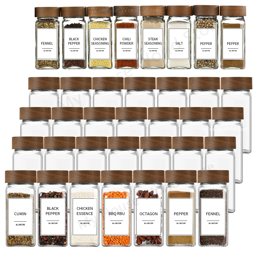 Glass Spice Jar Set with Bamboo Lids - Image 4