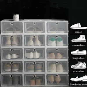 Stackable Transparent Shoe Organizer Boxes