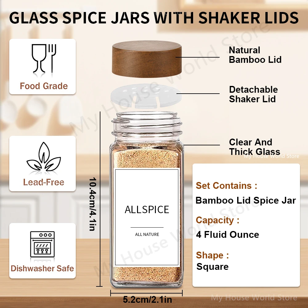 Glass Spice Jar Set with Bamboo Lids - Image 9