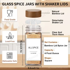 Alternative view of Glass Spice Jar Set with Bamboo Lids