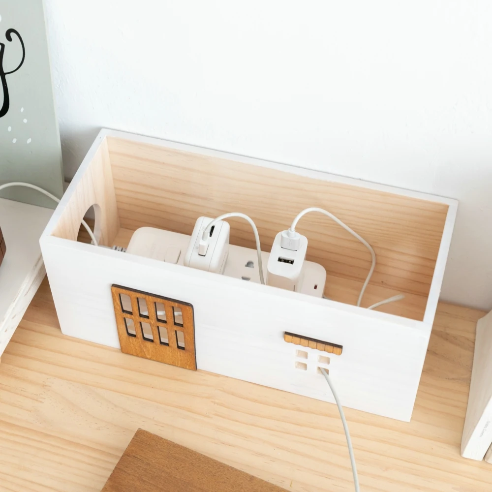 Wooden Desktop Cable Storage Box for Cords - Image 10