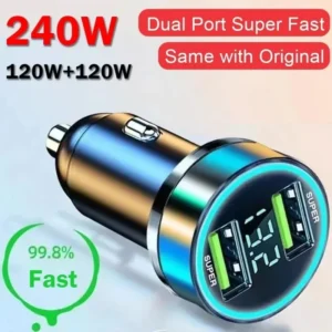 Dual USB Fast Car Charger with Display