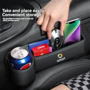 Leather Seat Gap Organizer with Cup Holder
