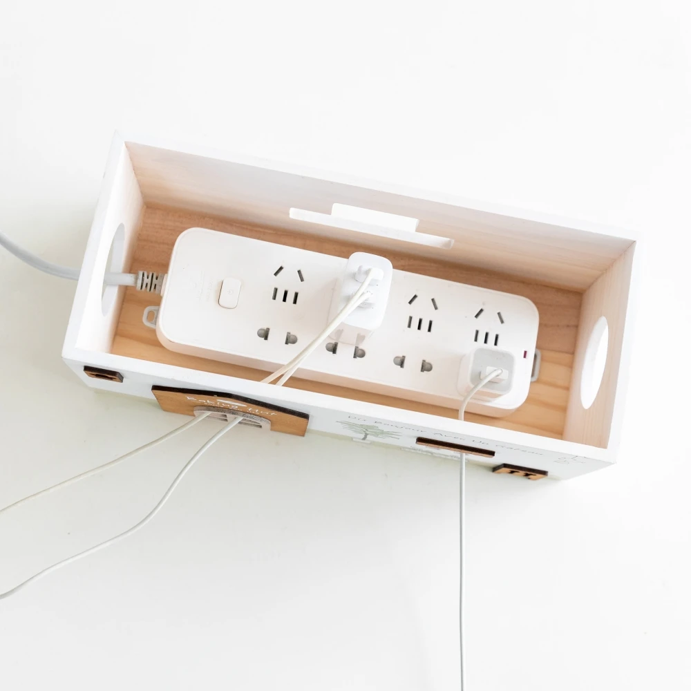 Wooden Desktop Cable Storage Box for Cords - Image 8