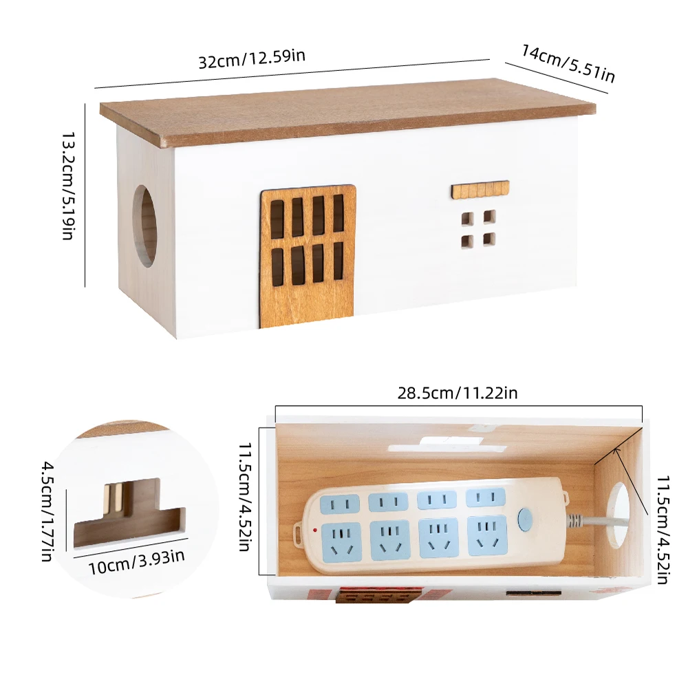 Wooden Desktop Cable Storage Box for Cords - Image 7