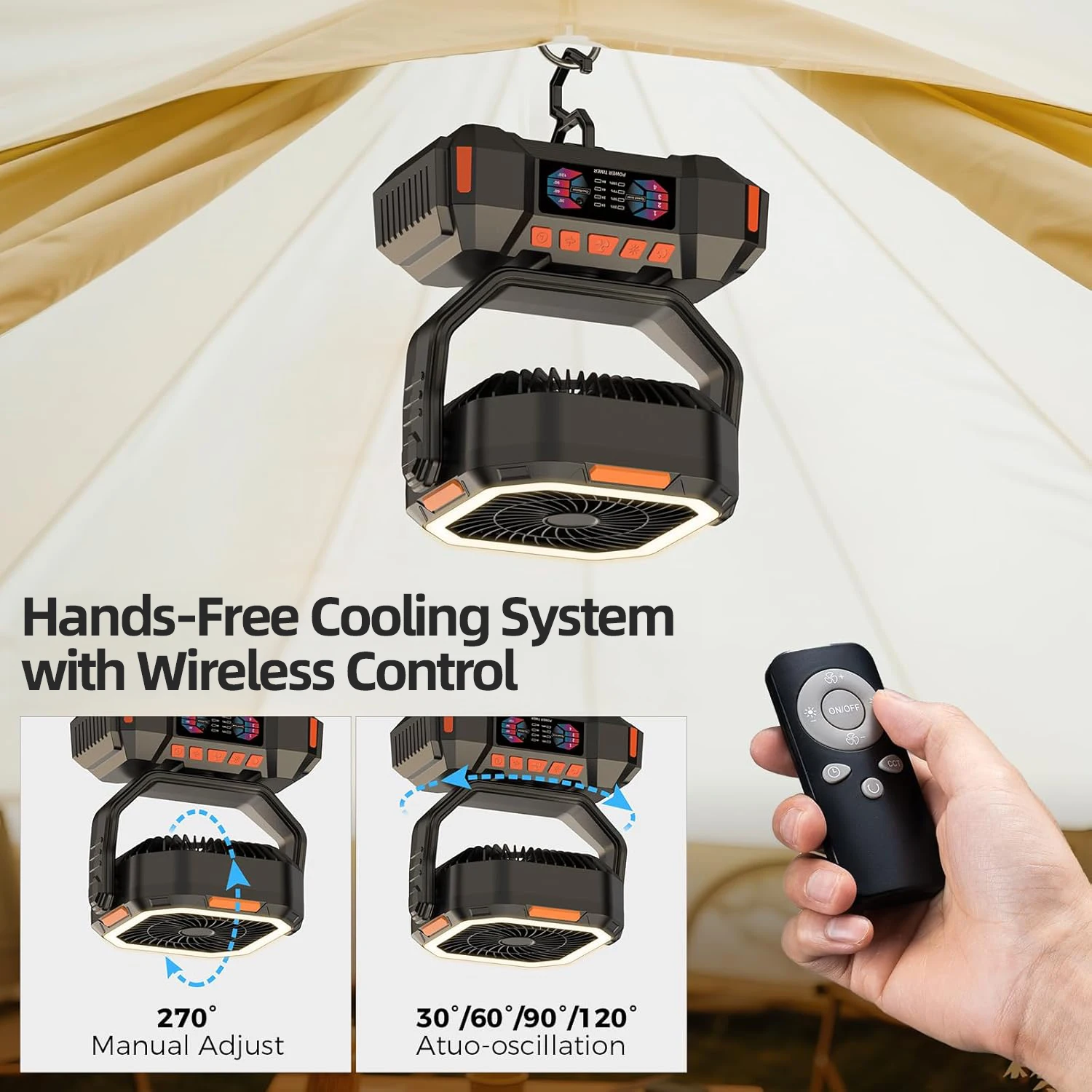 Rotating Camping Fan with Night Light - Image 16