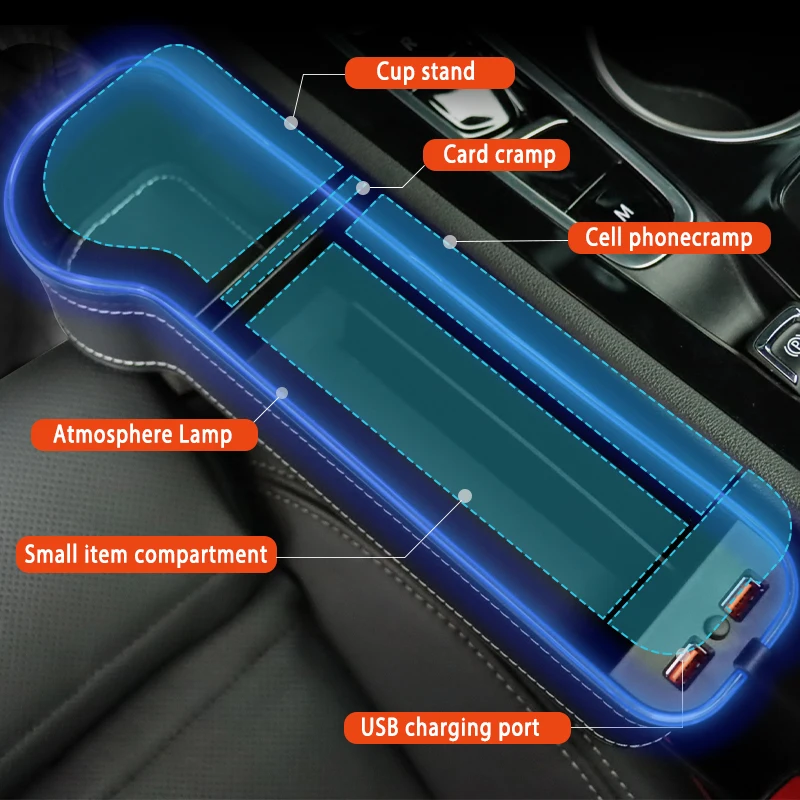 Car Seat Gap Organizer with USB Charger - Image 3