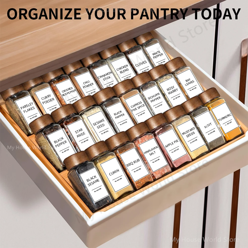 Glass Spice Jar Set with Bamboo Lids - Image 6