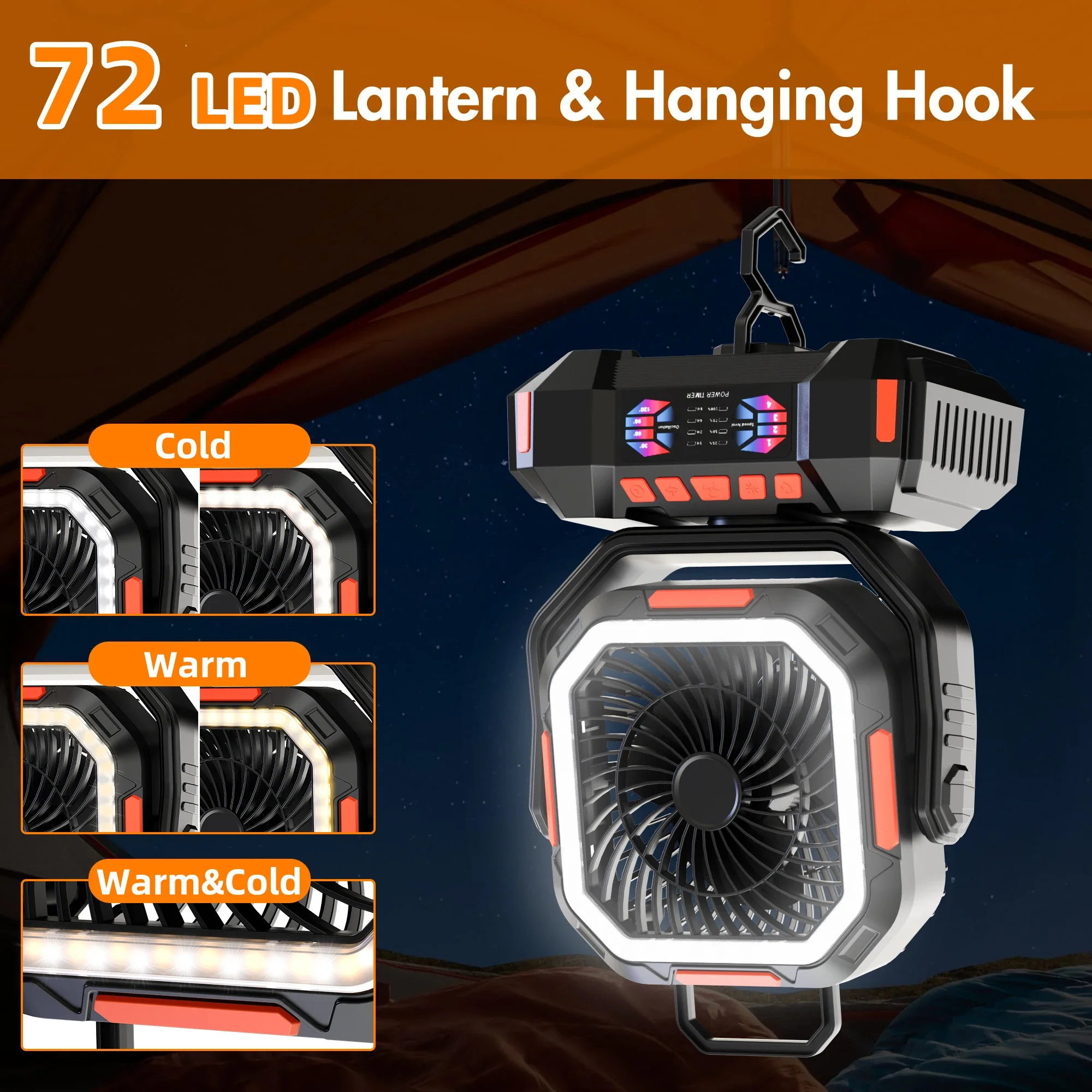 Rotating Camping Fan with Night Light - Image 21
