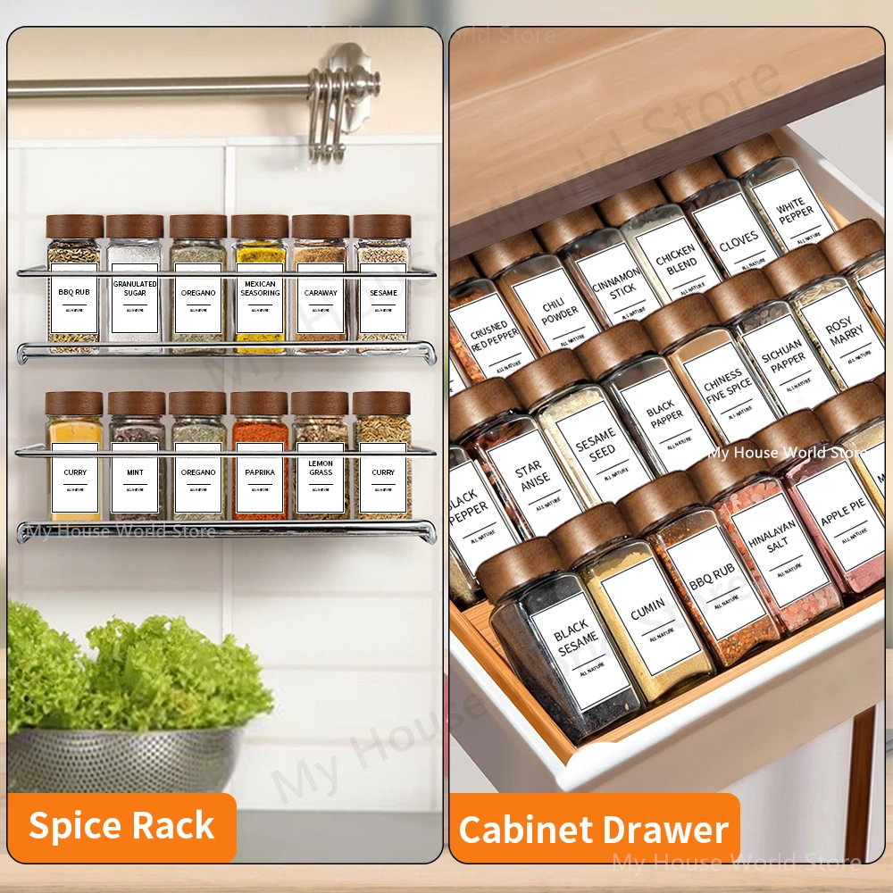 Glass Spice Jar Set with Bamboo Lids - Image 5